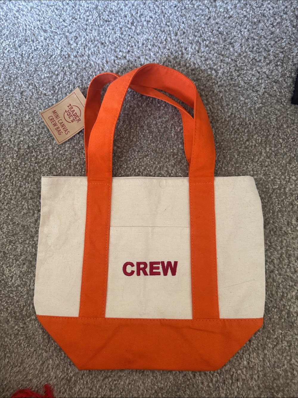 Trader Joe’s Crew Exclusive Mini Canvas Tote Orange NWT